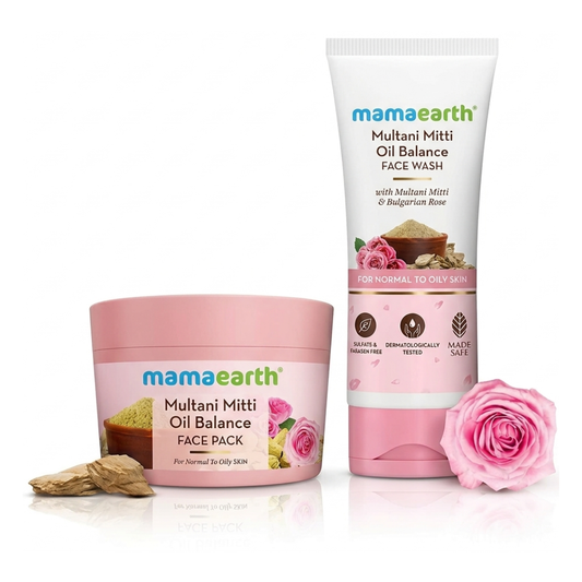 Mamaearth Multani Mitti Oil Balance Combo (face wash -100 ml) + (face pack - 200 g)