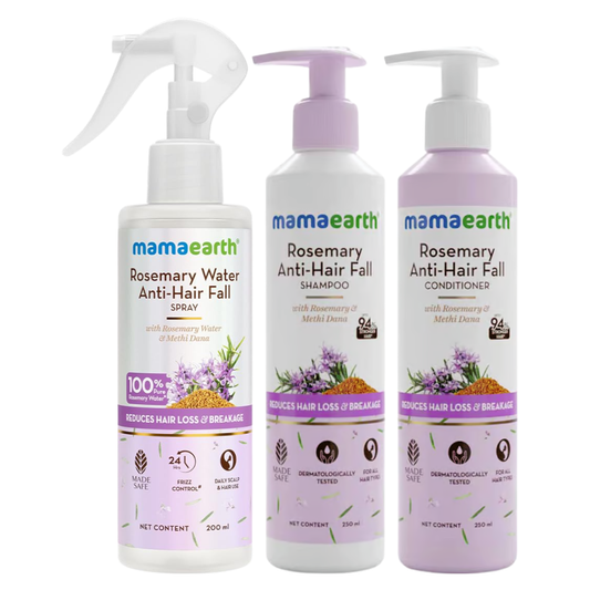 Mamaearth Rosemary Complete Anti-Hair Fall Strengthening Kit (Shampoo 250ml + Conditioner 250ml + Spray 200ml)