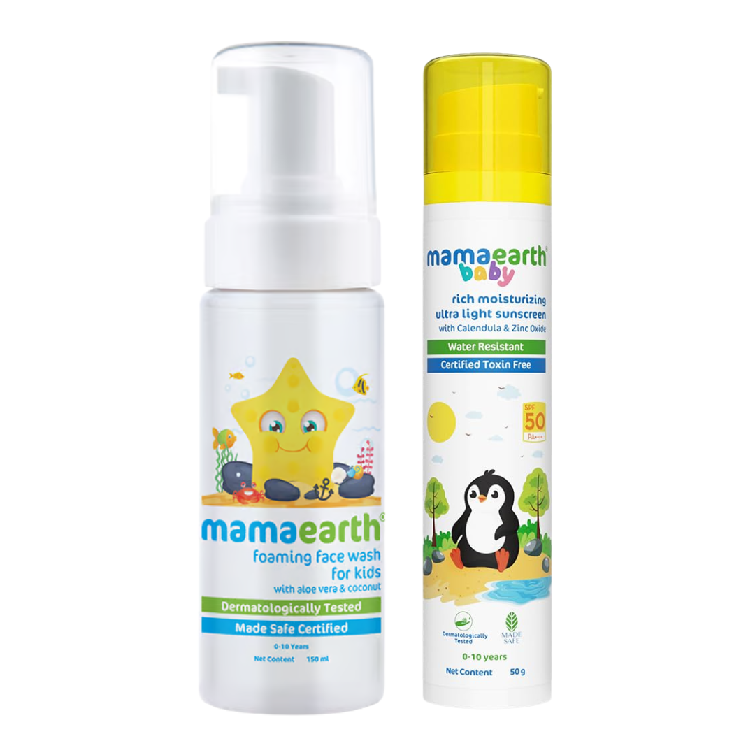 Mamaearth Foaming Face Wash & Rich Moisturizing Sunscreen Combo (150 ml + 50 g)