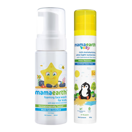 Mamaearth Foaming Face Wash & Rich Moisturizing Sunscreen Combo (150 ml + 50 g)