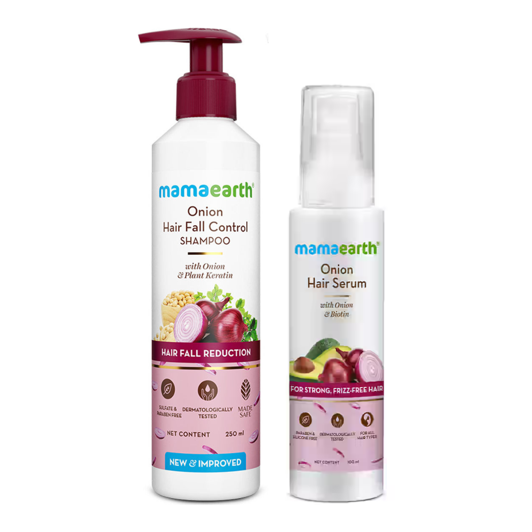 Mamaearth Onion Shampoo and Hair Serum Combo (250ml + 100ml)
