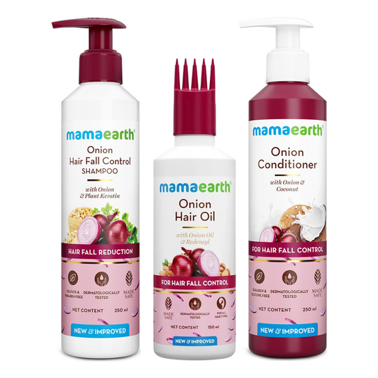 Mamaearth Onion Anti-Hair Fall Spa Kit (Shampoo 250ml + Conditioner 250ml + Oil 150 ml)