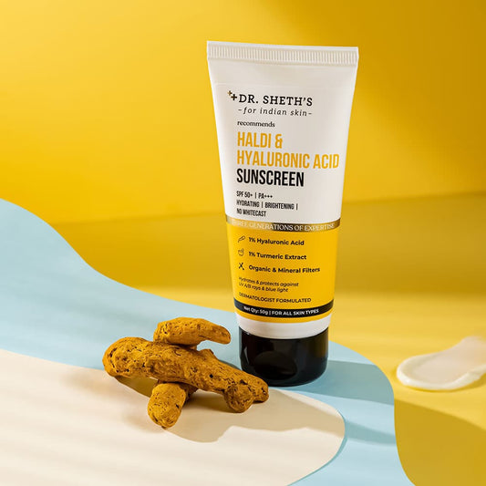 Dr. Sheth's Haldi & Hyaluronic Acid Sunscreen Spf 50+ Pa+++ 50G