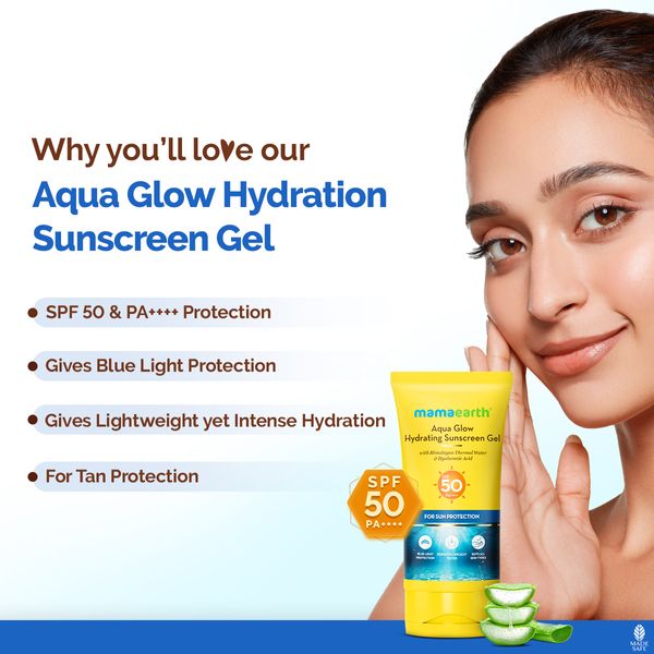 Mamaearth Aqua Glow Hydrating Sunscreen Gel with Himalayan Thermal Water and Hyaluronic Acid - 50 g