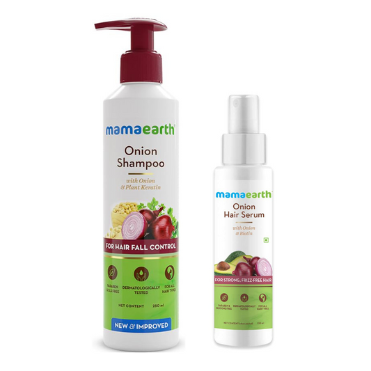 Mamaearth Onion Shampoo 250ml + Onion Hair Serum 100ml Combo