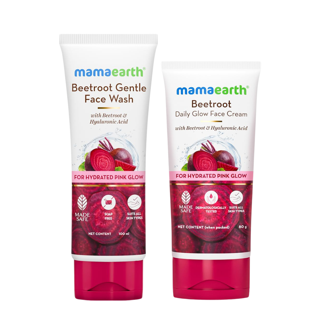 Mamaearth Beetroot Hydration Duo Pink Glow & Deep Hydration (Face Wash 100 ml & Glow Cream 80 g)
