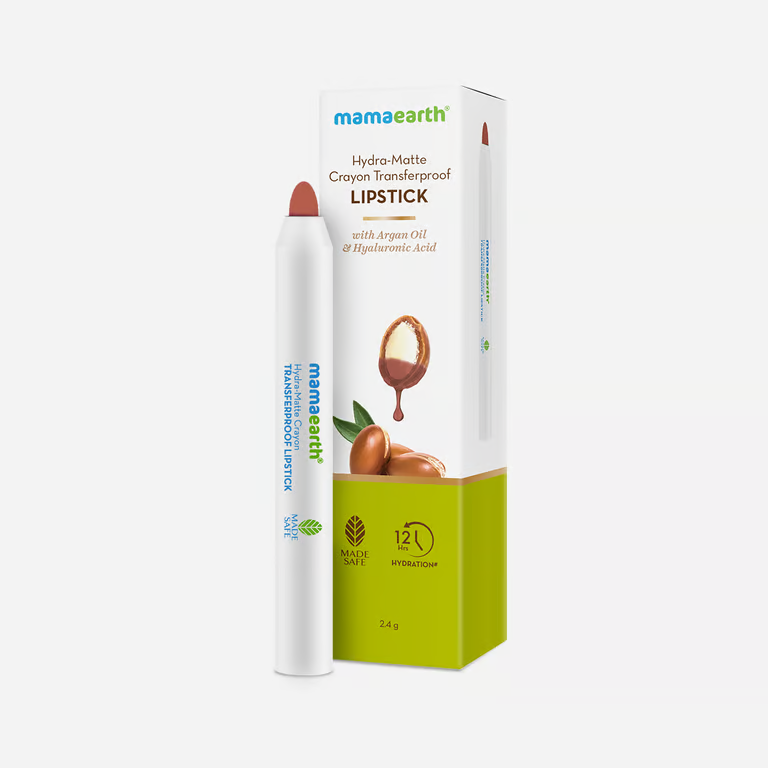 Mamaearth Hydra-Matte Crayon Transferproof Lipstick - 2.4 g | Cappuccino Brown