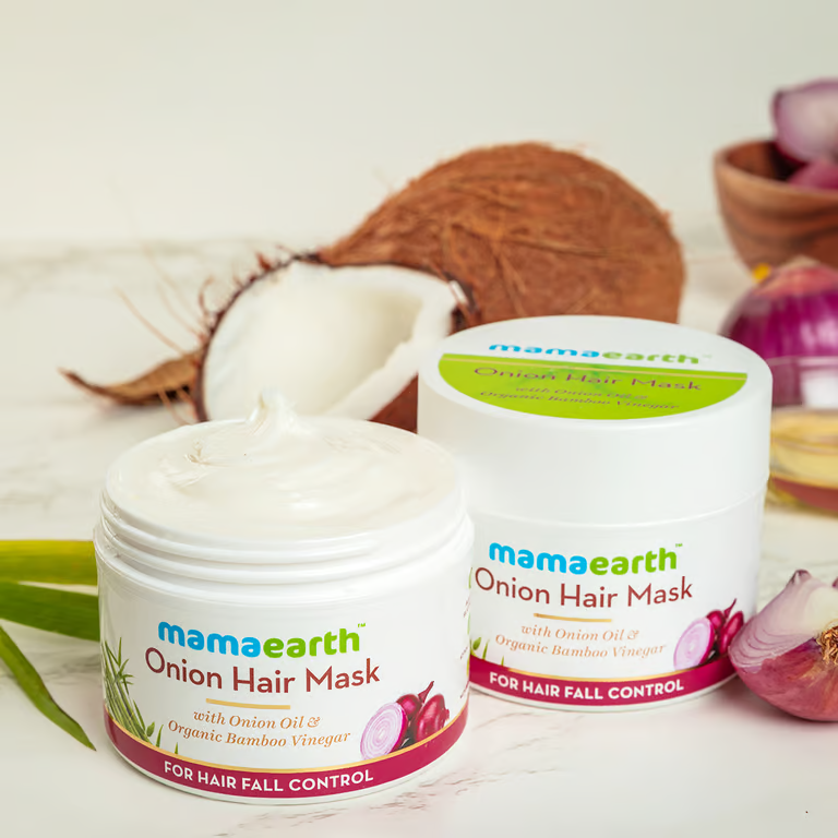 Mamaearth onion hair mask with coconut and onions