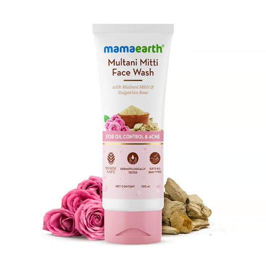 Mamaearth Multani Mitti Face Wash with Multani Mitti & Bulgarian Rose For Oil Control & Acne - 100 ml