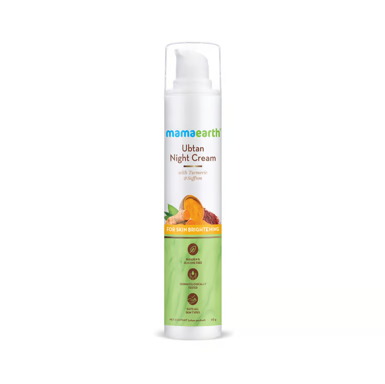 Mamaearth ubtan night cream with white bavkground