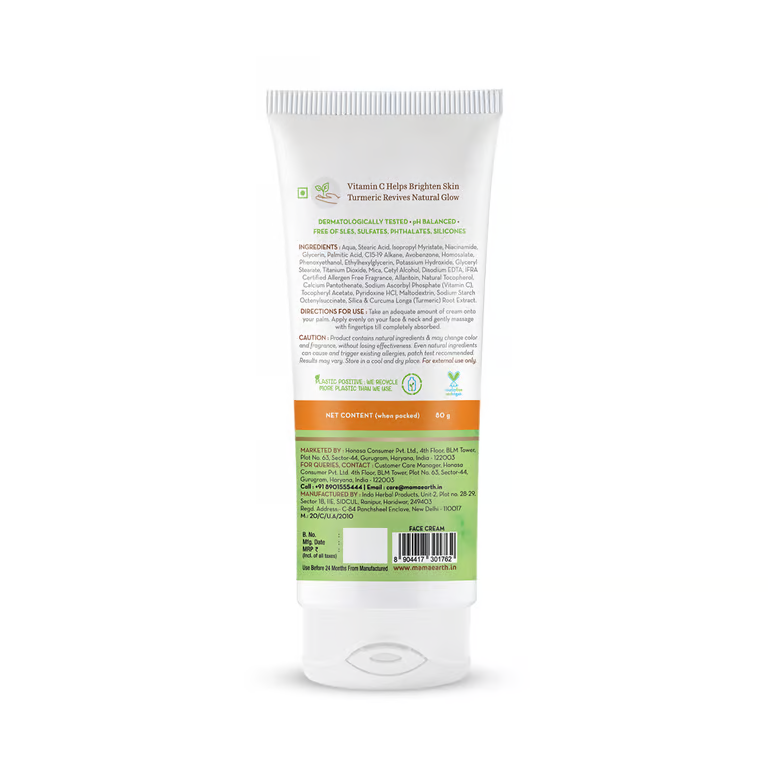 Mamaearth Vitamin C Daily Glow Face Cream With Vitamin C & Turmeric for Skin Illumination - 80 g