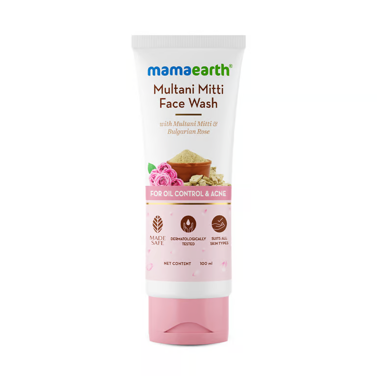 Mamaearth Multani Mitti Face Wash with Multani Mitti & Bulgarian Rose For Oil Control & Acne - 100 ml