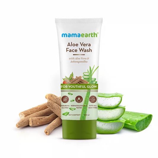 Mamaearth Aloe Vera Face Wash with Aloe Vera & Ashwagandha for a Youthful Glow - 100 ml
