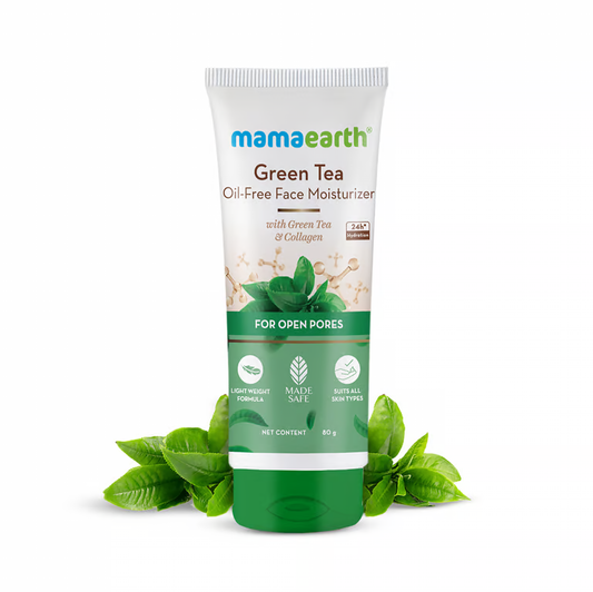 Mamaearth Green Tea Oil-Free Face Moisturizer with Green Tea & Collagen For Open Pores- 80 g