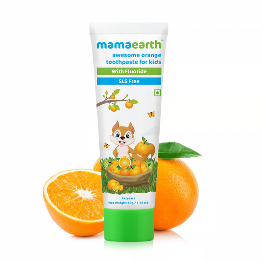Mamaearth Sulfate Free Awesome Orange Toothpaste For Kids With Fluoride - 50g 