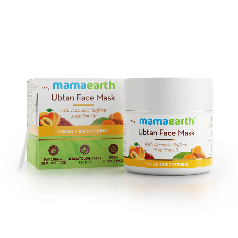 Mamaearth ubtan face mask with white background