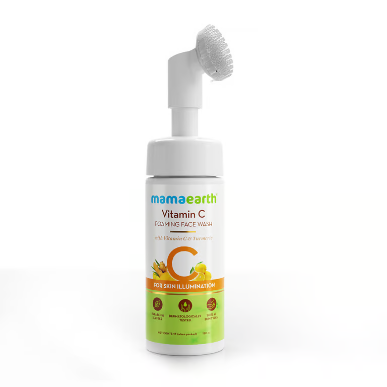 Mamaearth vitamin c foaming face wash white background