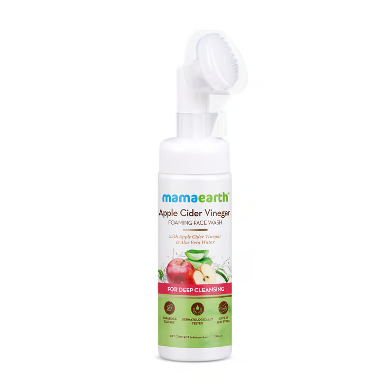 Mamaearth Apple Cider Vinegar Foaming Face Wash with Apple Cider Vinegar and Aloe Vera Water for Deep Cleansing - 150ml