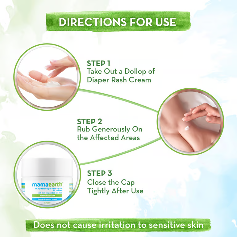 Mamaearth Milky Soft Diaper Rash Cream for Babies directions for use